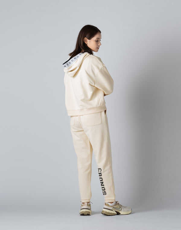 CRONOS WOMEN LOGO JACQUARD HOODIE [CREAM]