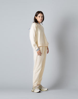 CRONOS WOMEN LOGO JACQUARD HOODIE [CREAM]