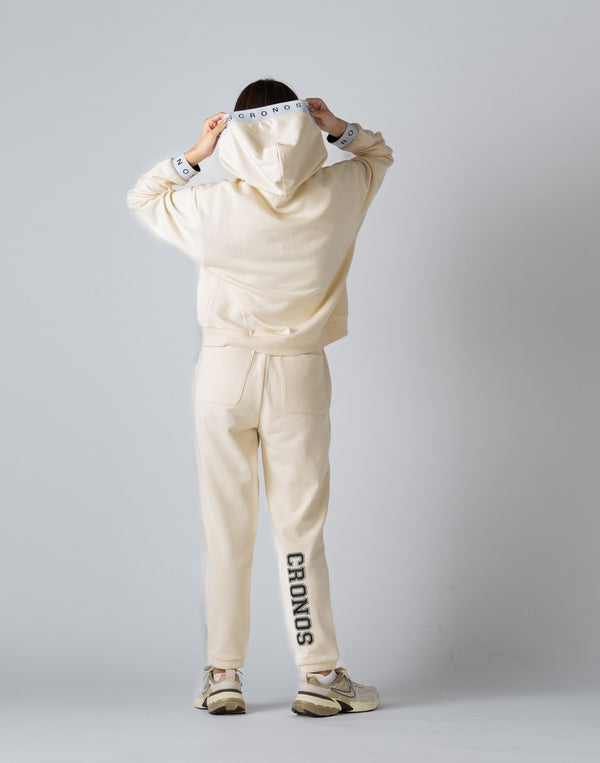 CRONOS WOMEN LOGO JACQUARD HOODIE [CREAM]
