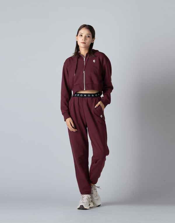 CRONOS WOMEN COLLEGE LOGO PANTS【BORDEAUX】