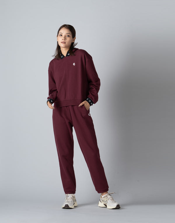 CRONOS WOMEN COLLEGE LOGO PANTS【BORDEAUX】