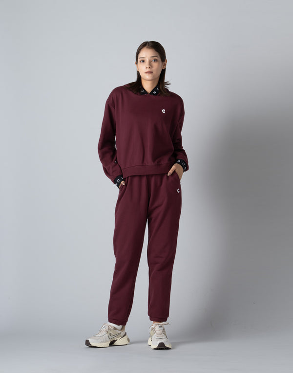 CRONOS WOMEN LOGO JACQUARD HOODIE [BORDEAUX]