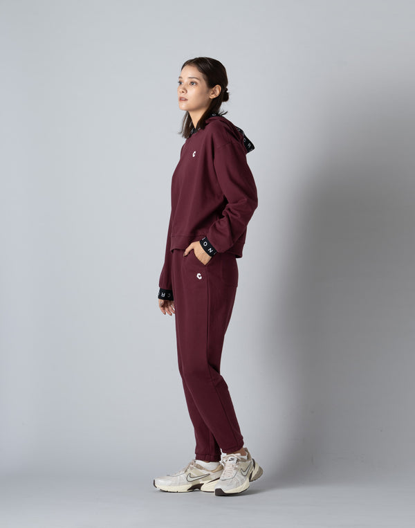 CRONOS WOMEN LOGO JACQUARD HOODIE [BORDEAUX]