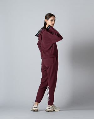 CRONOS WOMEN LOGO JACQUARD HOODIE [BORDEAUX]