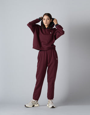 CRONOS WOMEN LOGO JACQUARD HOODIE [BORDEAUX]