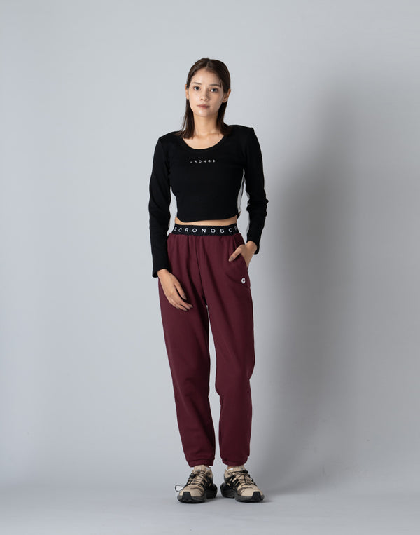 CRONOS WOMEN COLLEGE LOGO PANTS【BORDEAUX】