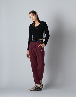 CRONOS WOMEN COLLEGE LOGO PANTS【BORDEAUX】