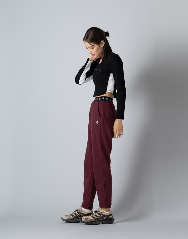 CRONOS WOMEN COLLEGE LOGO PANTS【BORDEAUX】