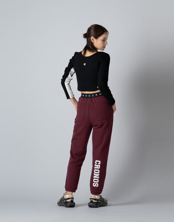 CRONOS WOMEN COLLEGE LOGO PANTS【BORDEAUX】