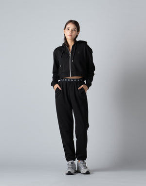 CRONOS WOMEN COLLEGE LOGO PANTS【BLACK×BLACK】