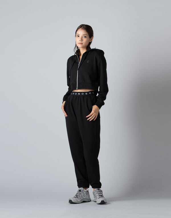 CRONOS WOMEN COLLEGE LOGO PANTS【BLACK×BLACK】