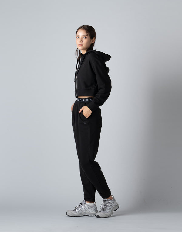 CRONOS WOMEN COLLEGE LOGO PANTS【BLACK×BLACK】