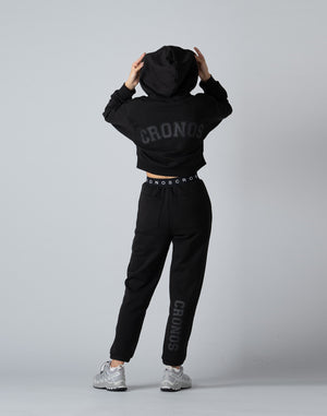 CRONOS WOMEN COLLEGE LOGO PANTS【BLACK×BLACK】