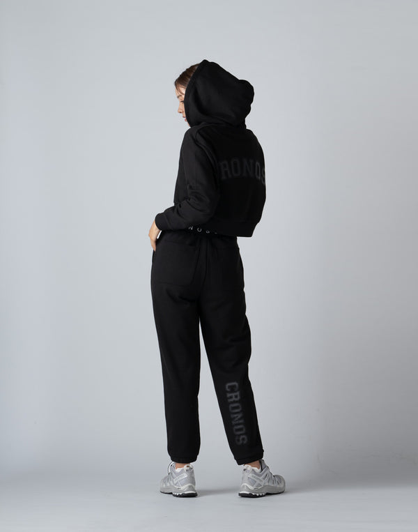 CRONOS WOMEN COLLEGE LOGO PANTS【BLACK×BLACK】