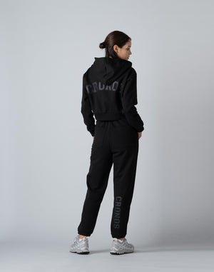 CRONOS WOMEN COLLEGE LOGO PANTS【BLACK×BLACK】