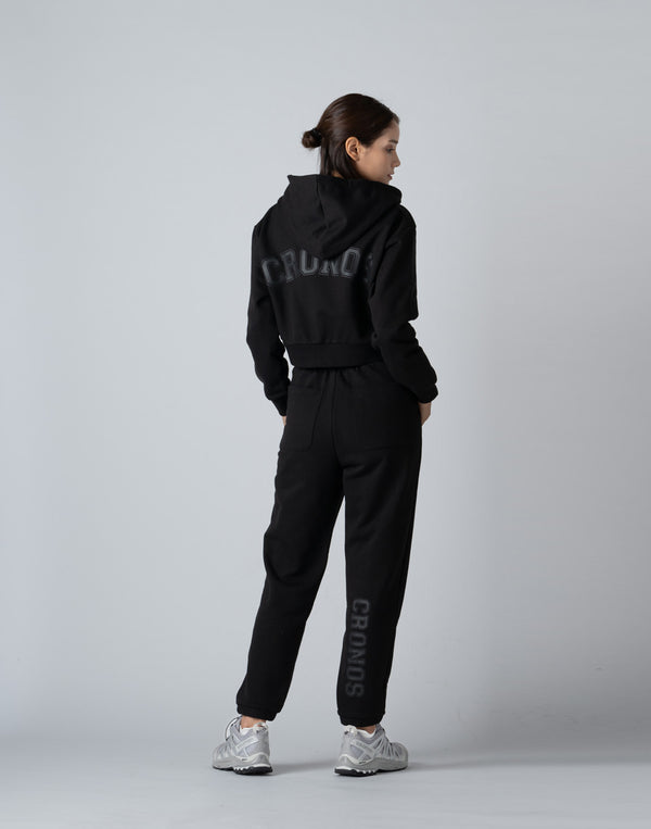 CRONOS WOMEN COLLEGE LOGO PANTS【BLACK×BLACK】
