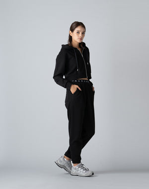 CRONOS WOMEN COLLEGE LOGO PANTS【BLACK×BLACK】