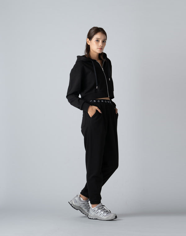CRONOS WOMEN COLLEGE LOGO PANTS【BLACK×BLACK】