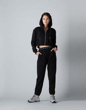 CRONOS WOMEN COLLEGE LOGO PANTS【BLACK×BLACK】