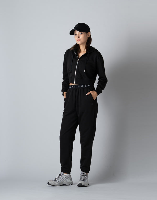CRONOS WOMEN COLLEGE LOGO PANTS【BLACK×BLACK】