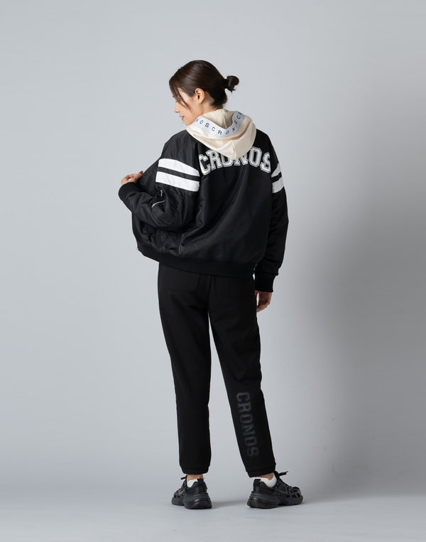 CRONOS WOMEN COLLEGE LOGO PANTS【BLACK×BLACK】