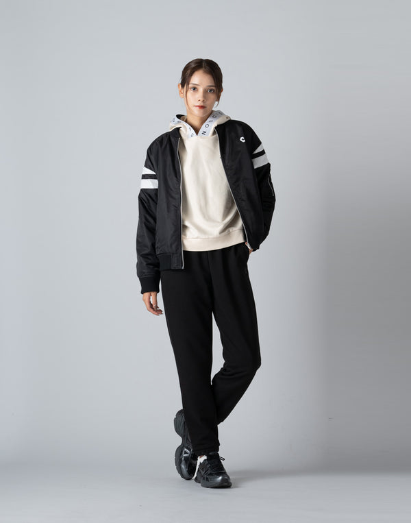 CRONOS WOMEN COLLEGE LOGO PANTS【BLACK×BLACK】