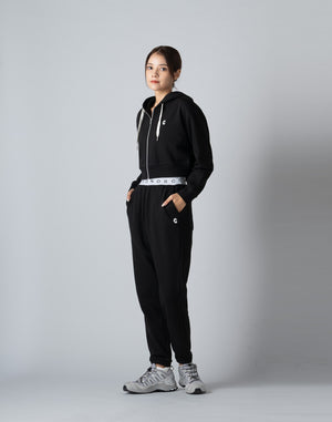 CRONOS WOMEN COLLEGE LOGO PANTS【BLACK×WHITE】
