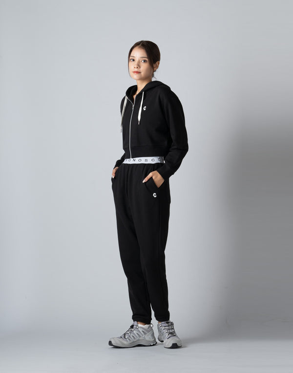 CRONOS WOMEN COLLEGE LOGO PANTS【BLACK×WHITE】