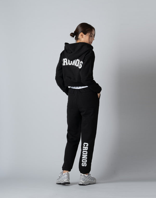 CRONOS WOMEN COLLEGE LOGO PANTS【BLACK×WHITE】