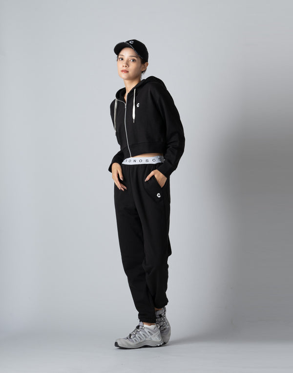 CRONOS WOMEN COLLEGE LOGO PANTS【BLACK×WHITE】