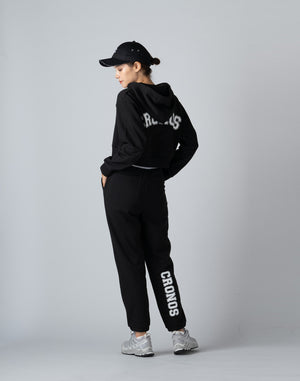 CRONOS WOMEN COLLEGE LOGO PANTS【BLACK×WHITE】