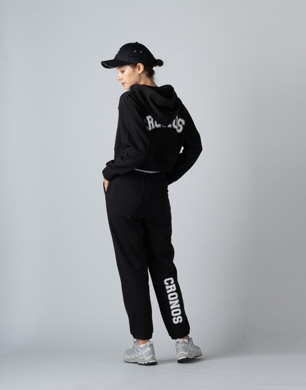 CRONOS WOMEN COLLEGE LOGO PANTS【BLACK×WHITE】