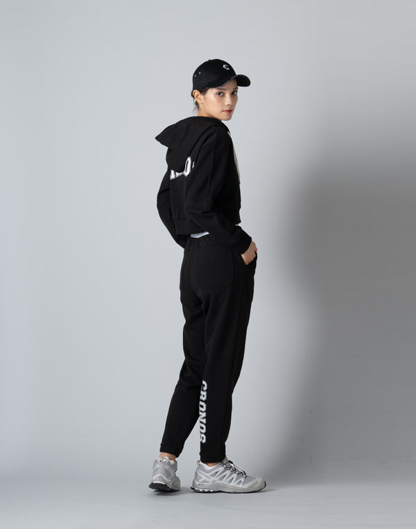 CRONOS WOMEN COLLEGE LOGO PANTS【BLACK×WHITE】