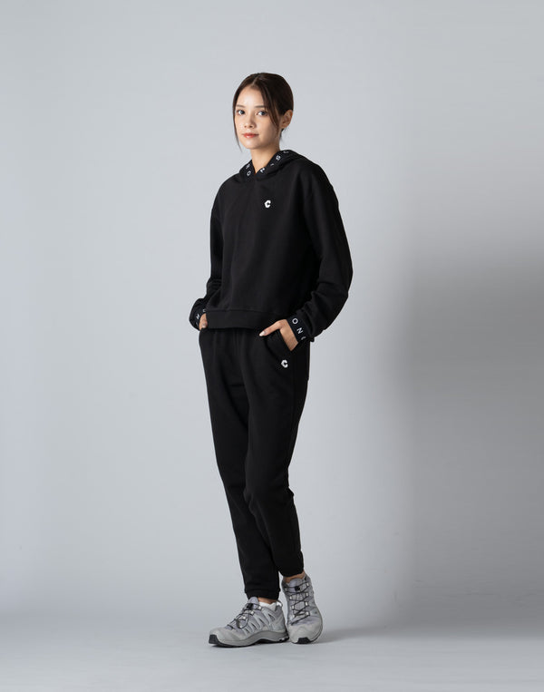 CRONOS WOMEN LOGO JACQUARD HOODIE [BLACK]