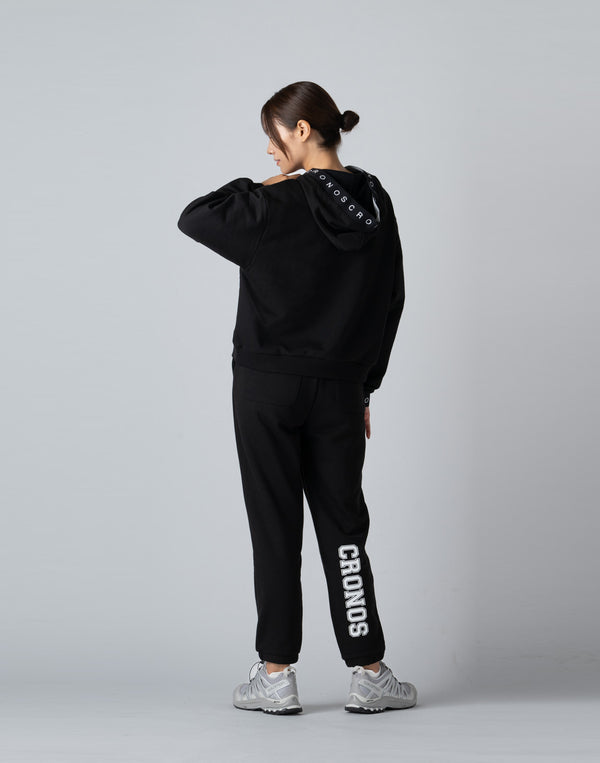 CRONOS WOMEN COLLEGE LOGO PANTS【BLACK×WHITE】