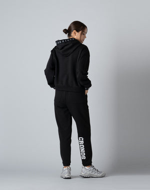 CRONOS WOMEN LOGO JACQUARD HOODIE [BLACK]