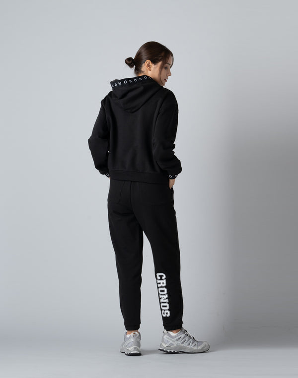 CRONOS WOMEN LOGO JACQUARD HOODIE [BLACK]