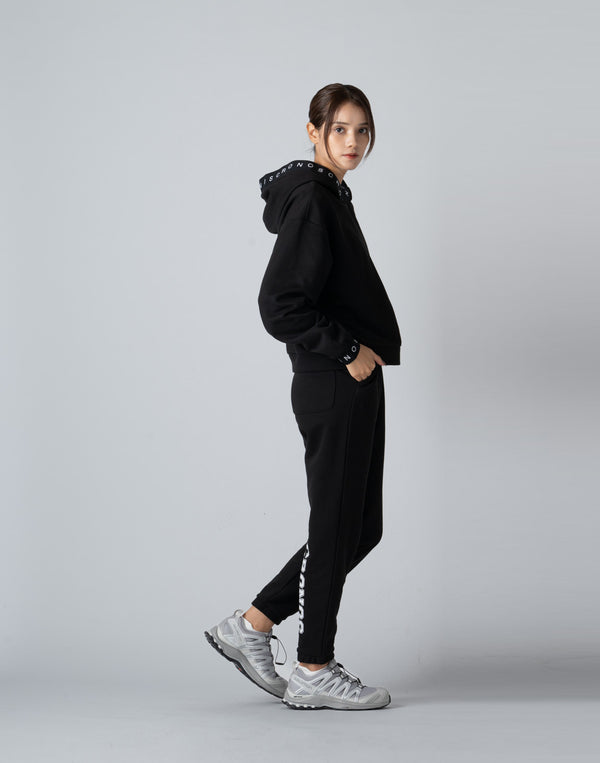 CRONOS WOMEN LOGO JACQUARD HOODIE [BLACK]