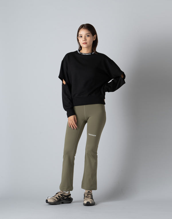 CRONOS WOMEN CUT OUT SWEAT [BLACK]