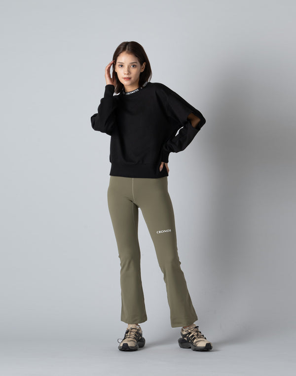 CRONOS WOMEN CUT OUT SWEAT [BLACK]