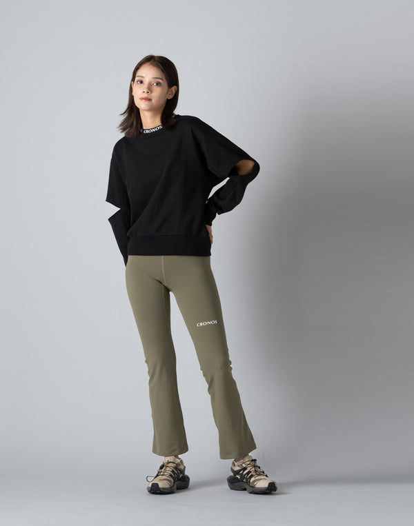 CRONOS WOMEN CUT OUT SWEAT [BLACK]