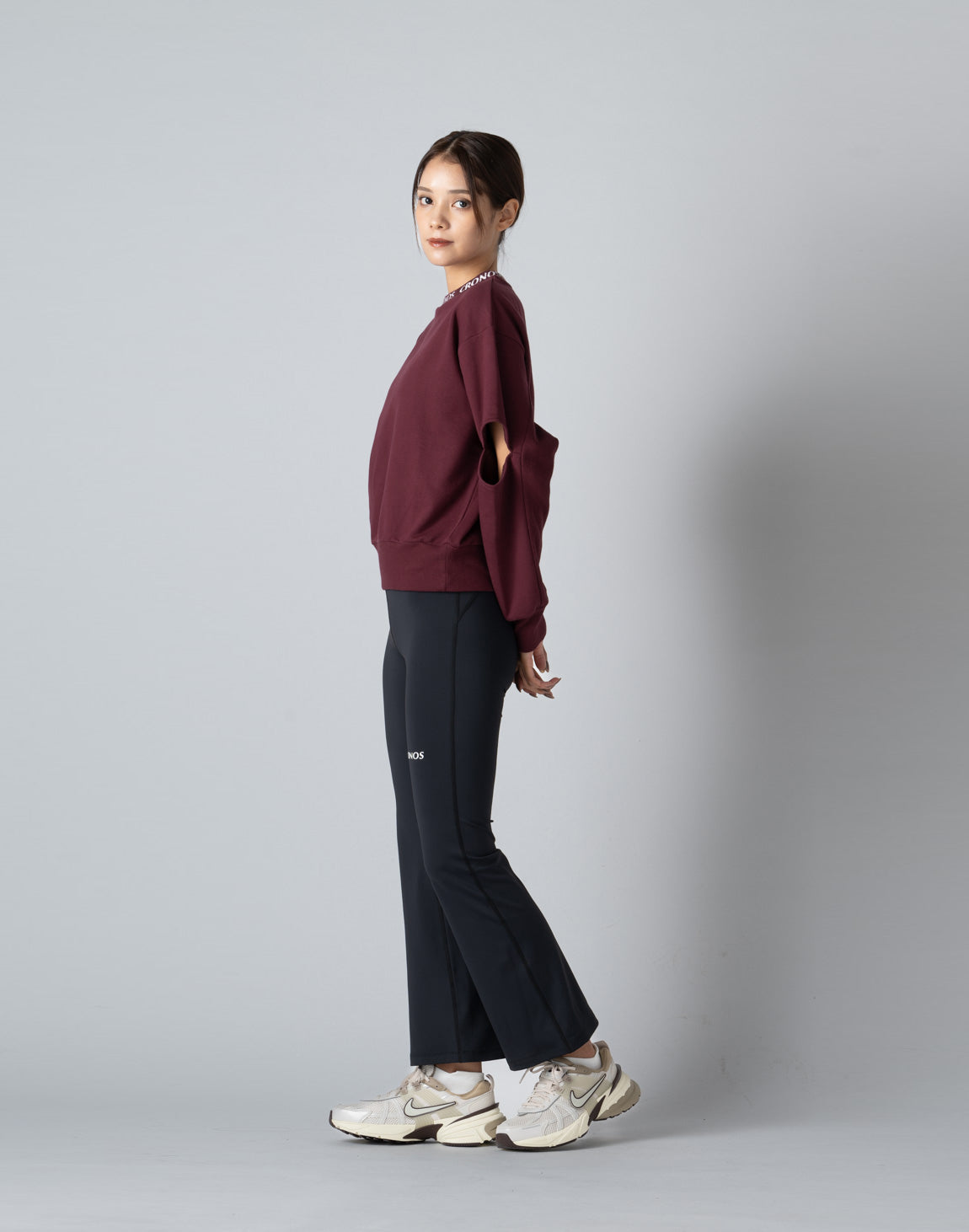 クロノス WOMEN CUT OUT SWEAT スウェット トレーナー ロゴ CRONOS WOMEN CUT OUT SWEAT【CREAM】