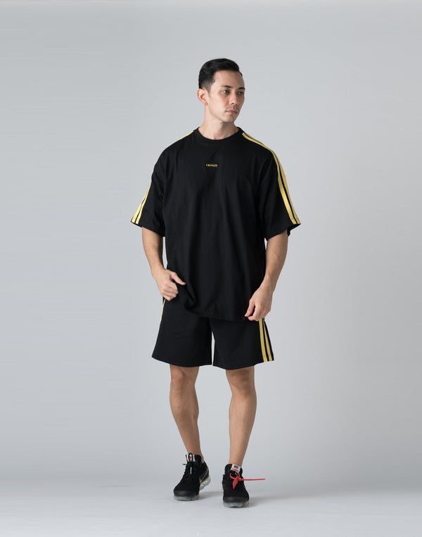 CRONOS DOUBLE STRIPES OVERSIZE T-SHIRTS【BLACK×YELLOW】