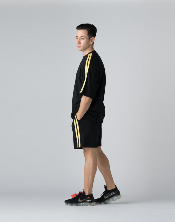 CRONOS DOUBLE STRIPES OVERSIZE T-SHIRTS【BLACK×YELLOW】