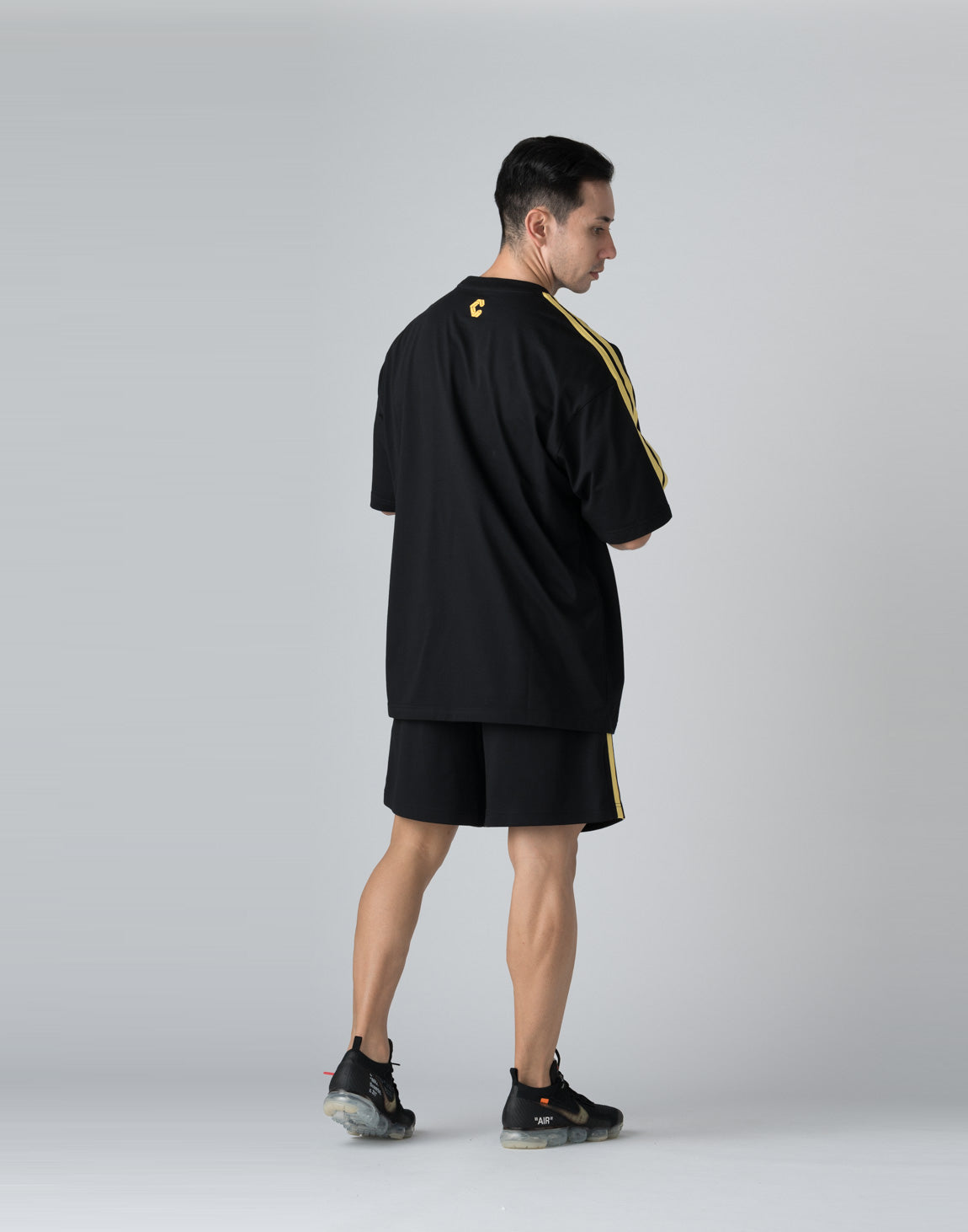 CRONOS DOUBLE STRIPES OVERSIZE T-SHIRTS【BLACK×YELLOW