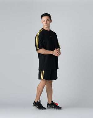 CRONOS DOUBLE STRIPES OVERSIZE T-SHIRTS【BLACK×YELLOW】