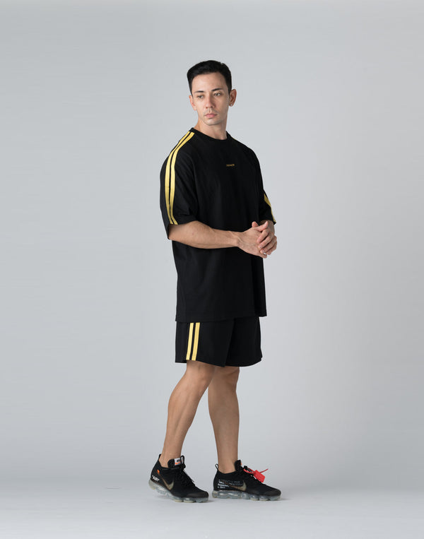 CRONOS DOUBLE STRIPES OVERSIZE T-SHIRTS【BLACK×YELLOW】