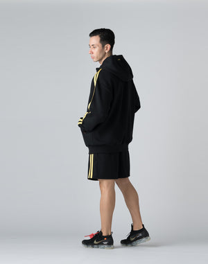 CRONOS DOUBLE STRIPES ZIP HOODIE【BLACK×YELLOW】