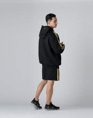 CRONOS DOUBLE STRIPES ZIP HOODIE【BLACK×YELLOW】