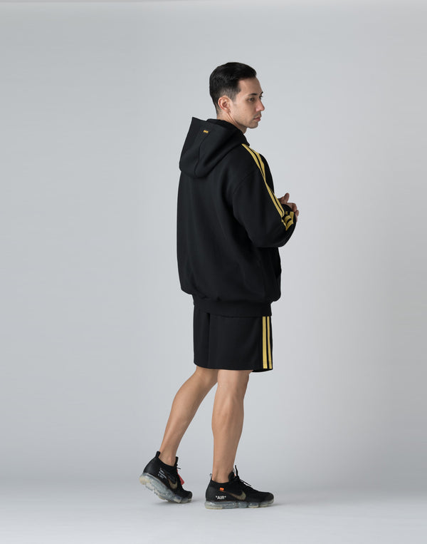 CRONOS DOUBLE STRIPES ZIP HOODIE【BLACK×YELLOW】